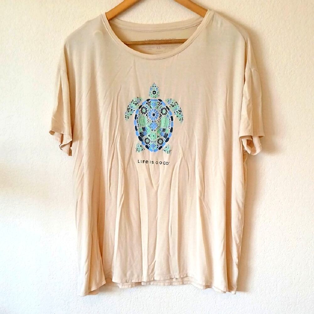 Life Is Good Sleep Shirt Turtle Graphic Rayon Blend